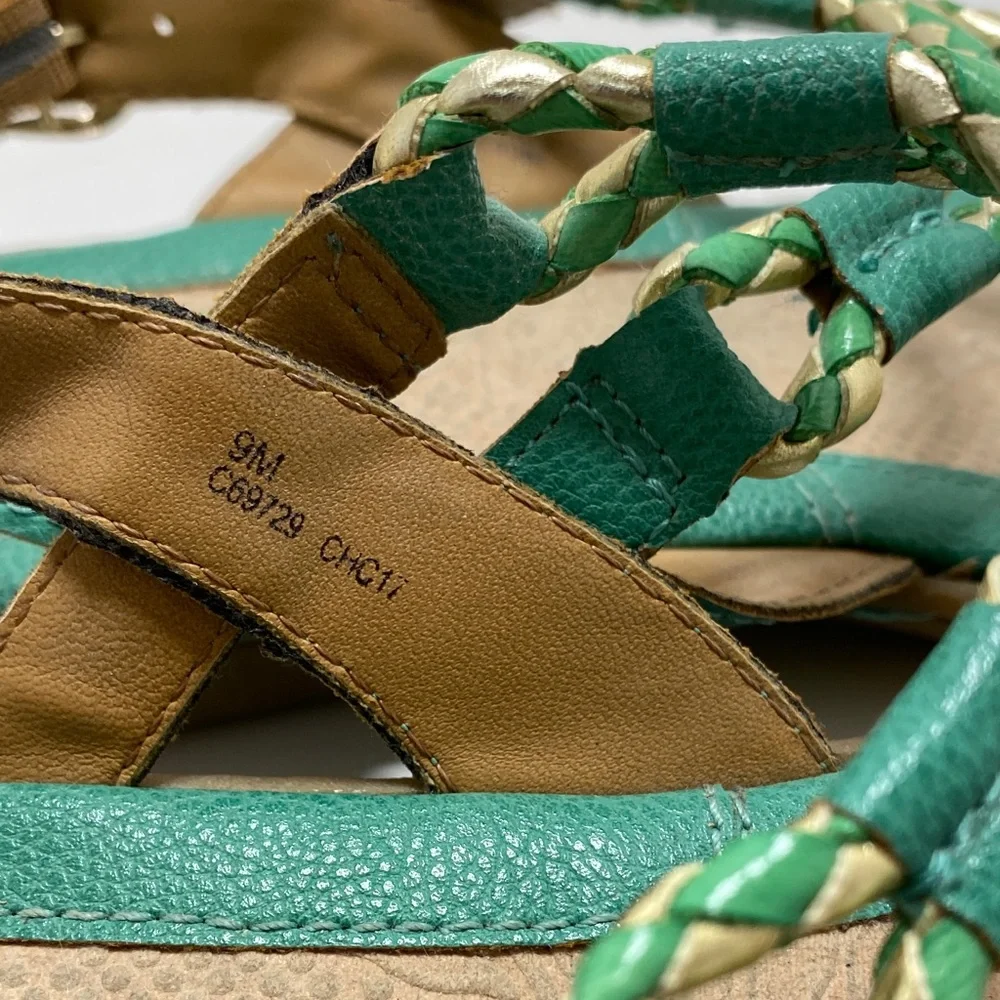 b.o.c. Born Concept Boho Braided Teal and Gold Sandals Size 9